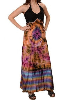 Tie-Dye Head Space Hypnosis Womens Maxi Dress - HalfMoonMusic
