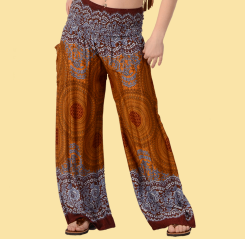 Honeycomb Mandala Print Wide Leg Pants - HalfMoonMusic