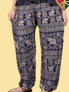 Womens Elephants On Parade Rayon Harem Pants - HalfMoonMusic