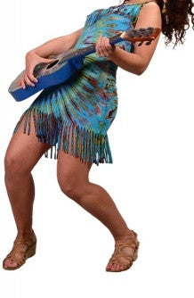 Womens Tie-Dye Fringe Dress - HalfMoonMusic