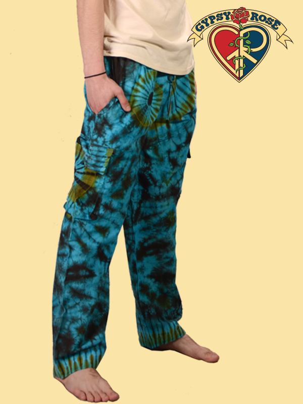 Mens Cargo Tie-Dye Pants - HalfMoonMusic