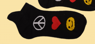 Peace Love Happiness Ankle Socks - HalfMoonMusic