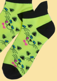 Womens Shiny Happy Cat Socks - HalfMoonMusic