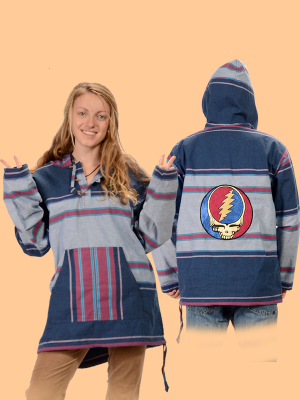 Mens Grateful Dead Embroidered SYF Striped Hoodie - HalfMoonMusic