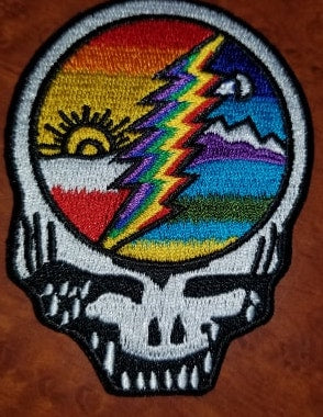 Mountain Sunset Bolt Stealie Patch - HalfMoonMusic