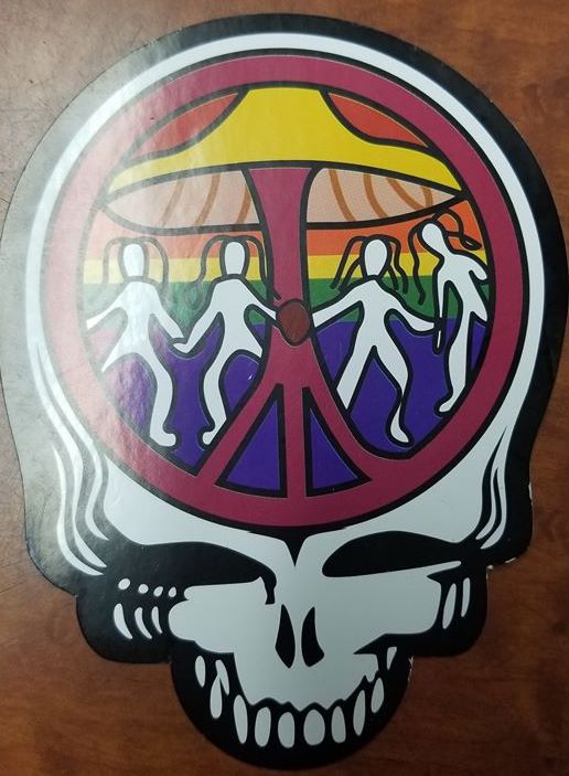 Mushroom Peace Sign Stealie Sticker - HalfMoonMusic