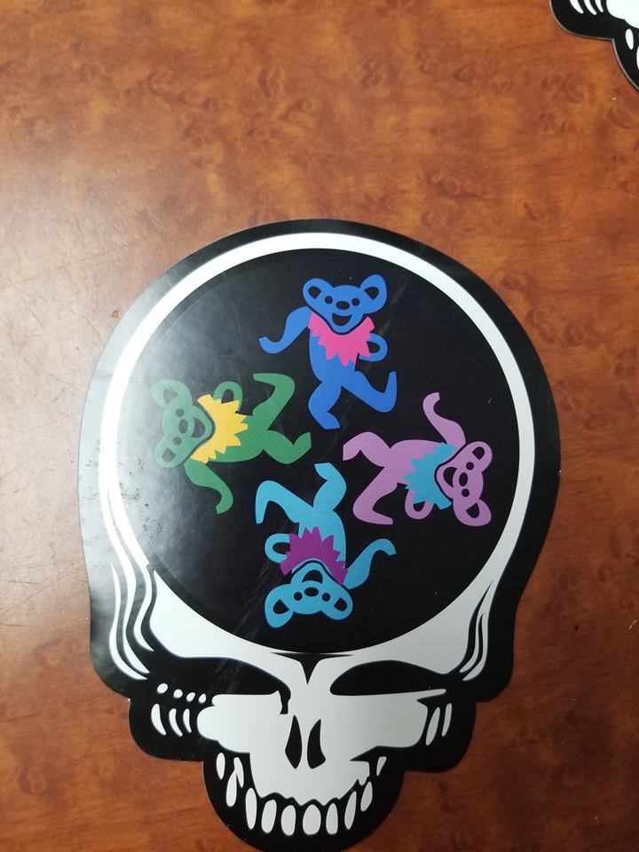 Grateful Dead Quad Dancing Bear Stealie Sticker - HalfMoonMusic