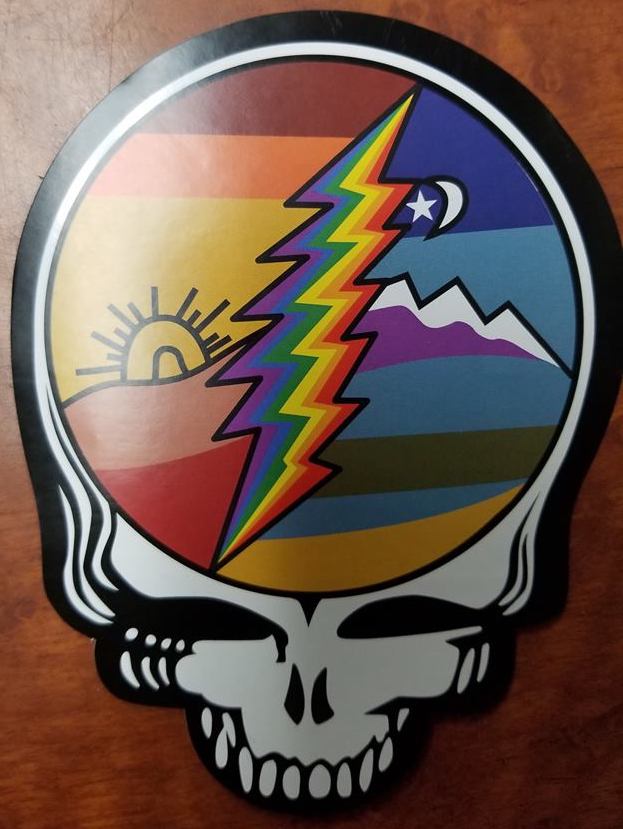 Sun and Mountain Stealie Sticker - HalfMoonMusic