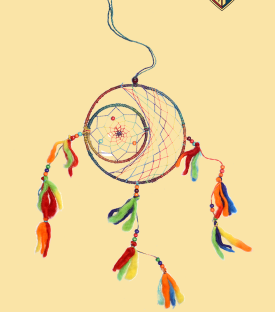Stardust Crescent Moon Rainbow Dream Catcher - HalfMoonMusic