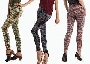 Womens Spandex Tie-Dye Patterned Single Color Leggings - HalfMoonMusic