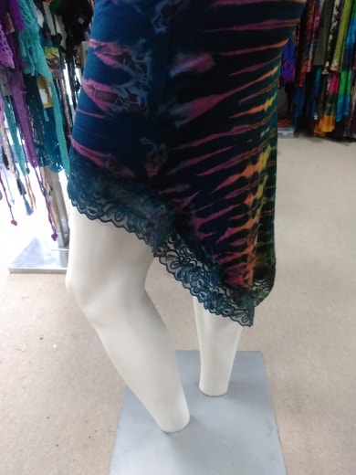 Women's Cotton Bubbling Over Tie-Dye Dress with Lace - HalfMoonMusic