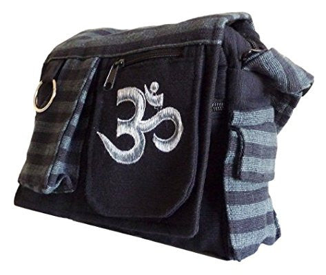 Om Embroidered Striped Bag Purse - HalfMoonMusic