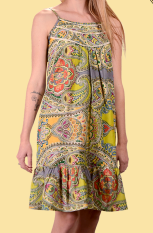 Womens Groovy Printed Cotton Babydoll Dress - HalfMoonMusic