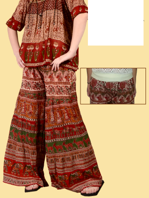 Indian Print Artisan Womens Pants - HalfMoonMusic