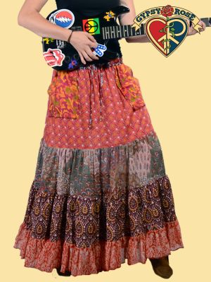 Kind Roots Printed 4 Tier Twirl Skirt - HalfMoonMusic