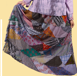 Rough Cut Patchwork XL Womens Skirt - HalfMoonMusic