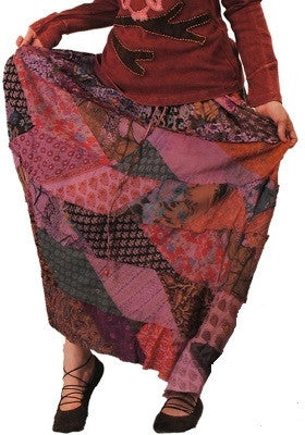 Rough Cut Patchwork Over Dye Skirt - HalfMoonMusic