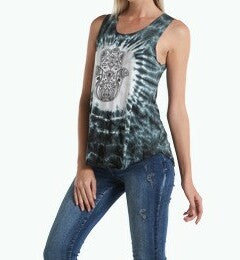 Womens Viscose Tie-Dye Hamsa Tank Top - HalfMoonMusic