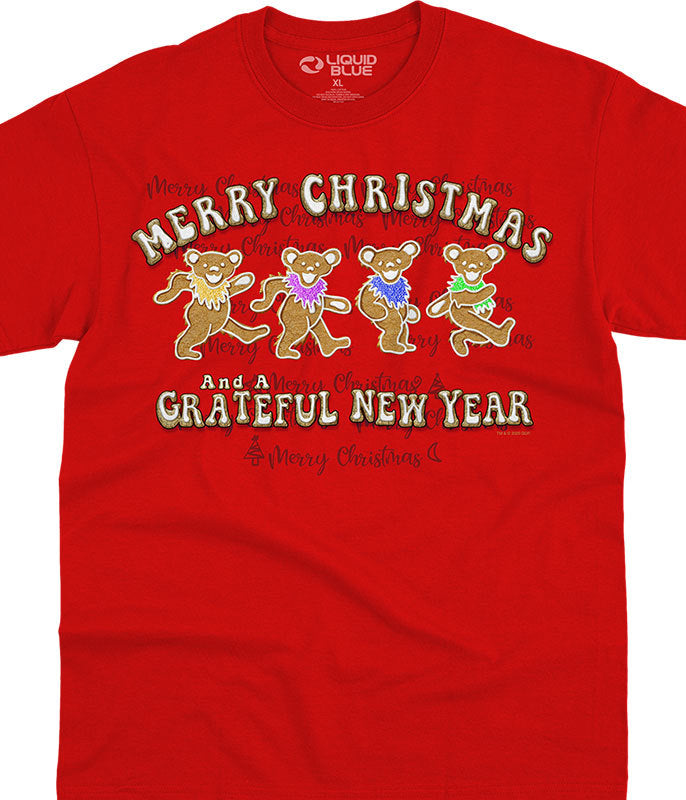 Mens Grateful Dead Dancing Gingerbread Bears T-shirt - HalfMoonMusic