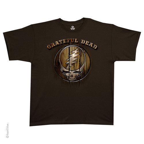 Grateful Dead Brand Steal Your Face Wood T-Shirt - HalfMoonMusic