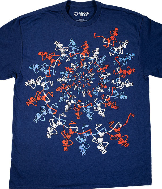 Mens USA Spiral Skeletons Grateful Dead Shirt - HalfMoonMusic