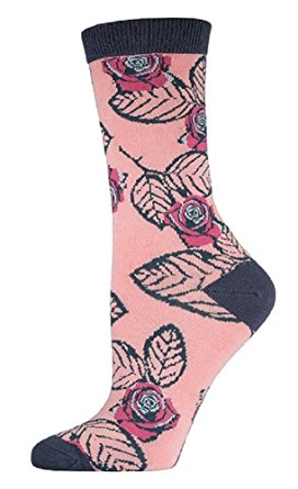 Womens Blush Bamboo Roses Socks - HalfMoonMusic