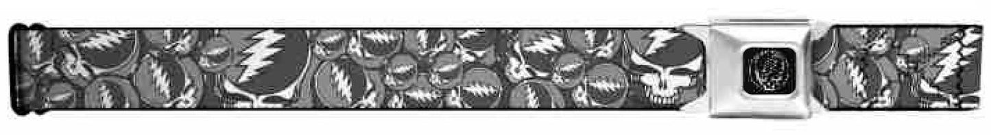 Grey Steal your Face Collage Seatbelt Buckle Belt - HalfMoonMusic