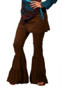 Layered Flare Legged Womens Pants with Skirt Top - HalfMoonMusic