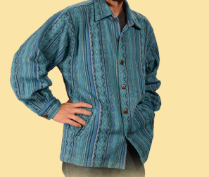 Mens Heavy Cotton Gheri Long Sleeve Button Shirt - HalfMoonMusic