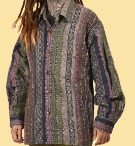 Mens Heavy Brushed Cotton Gheri Button Down - HalfMoonMusic