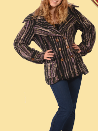 Tie Dye Fleece Pea Coat with Silky Lining - HalfMoonMusic
