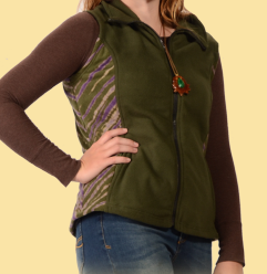 Tie Dye Sides Fleece Zip Up Vest - HalfMoonMusic
