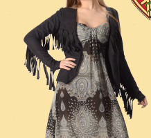 Fringe Faux Psuedo Suede Jacket - HalfMoonMusic
