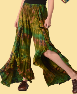 Tie Dye Stetchy Layered Faux Wrap Pants - HalfMoonMusic