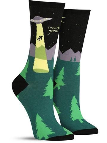 Women's Alien Abduction Crew Socks - HalfMoonMusic
