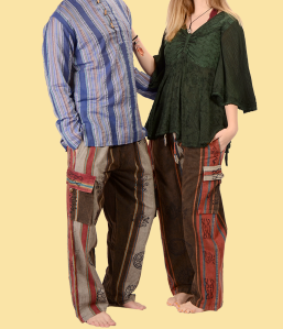 Unisex Everyday People Stonedwashed Blockprint Pants - HalfMoonMusic