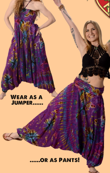 Womens Tie Dye Funky Style Harem Pants - HalfMoonMusic