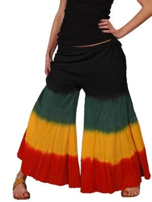 Rasta Tie dye Wide Legged Pants - HalfMoonMusic