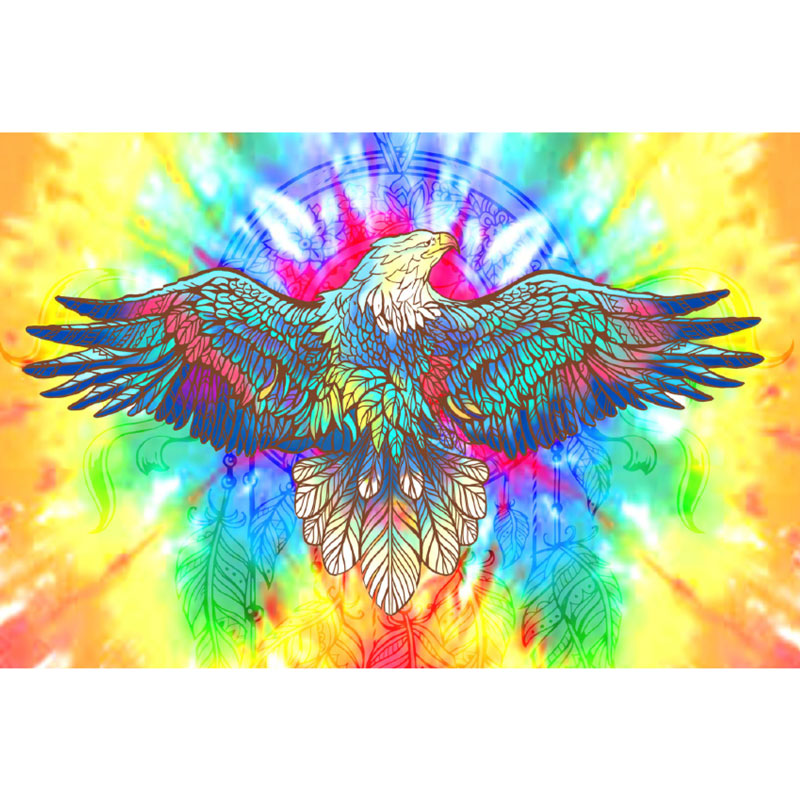 Tye Dye Eagle Tapestry 60x90" - HalfMoonMusic