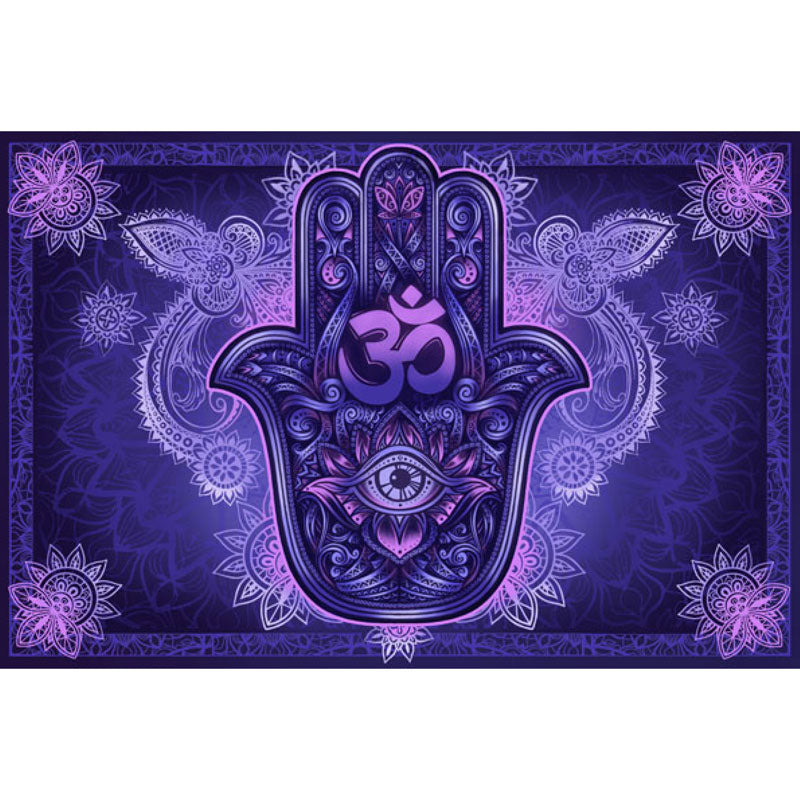 Monotone Hamsa Tapestry 36x24" - HalfMoonMusic