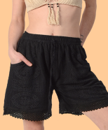 Womens Cotton Lace Shorts - HalfMoonMusic