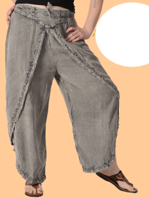 Womens Acid Wash Wrap Pants - HalfMoonMusic