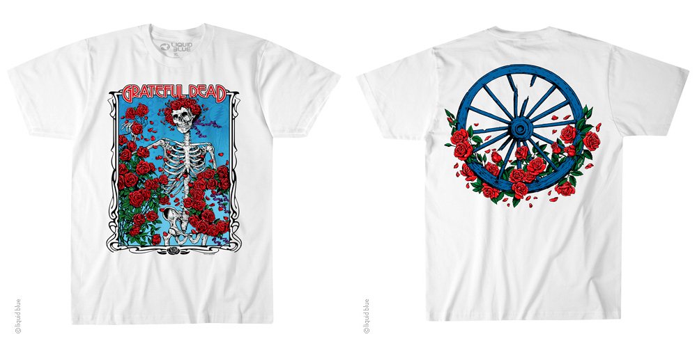 Grateful Dead - Bertha Wheel and Roses Mens T Shirt, White / MD