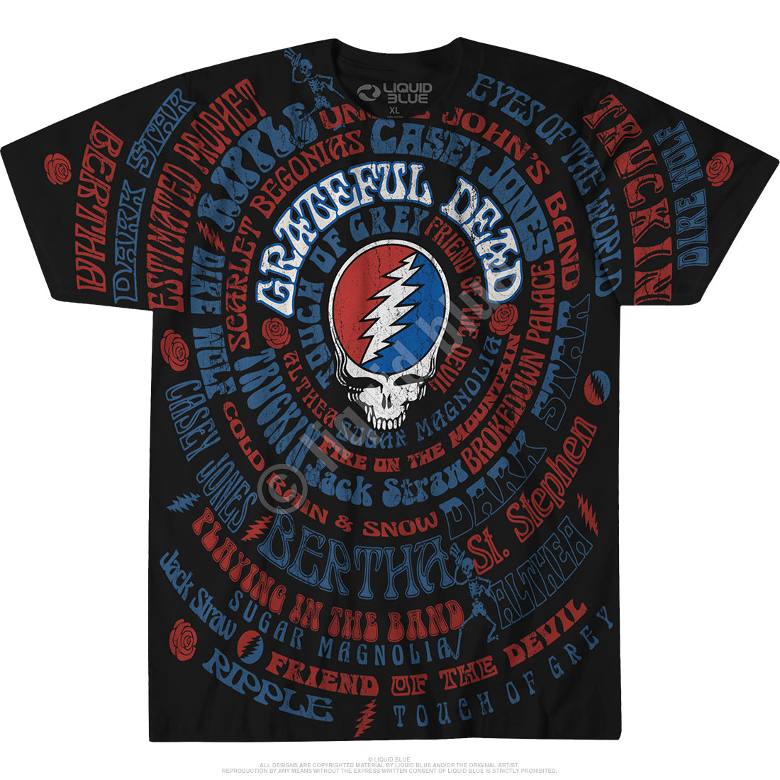 Mens Grateful Dead Songs T Shirt - HalfMoonMusic