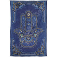 3D Blue Hamsa Hand Tapestry - HalfMoonMusic