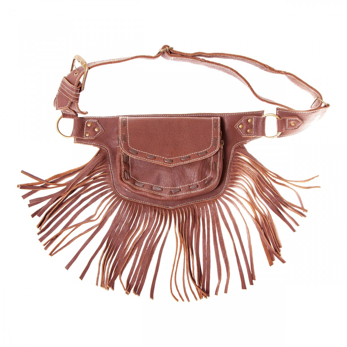 Leather Fringe Utility Belt - HalfMoonMusic