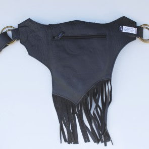 Fringed Leather Festival Belt - HalfMoonMusic