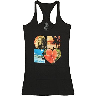 Womens Bob Marley One Heart Tank Top - HalfMoonMusic