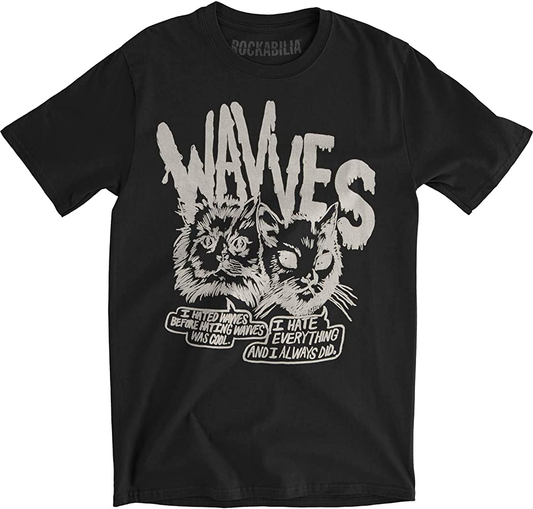 Mens Wavves Cynical Cats T-shirt - HalfMoonMusic