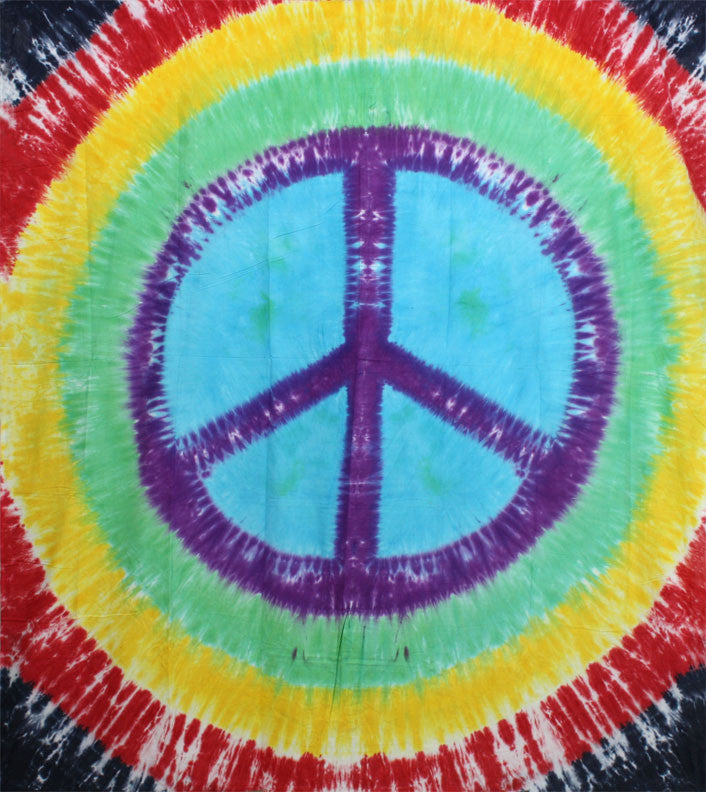 Rainbow Peace Tie-Dye Tapestry - HalfMoonMusic